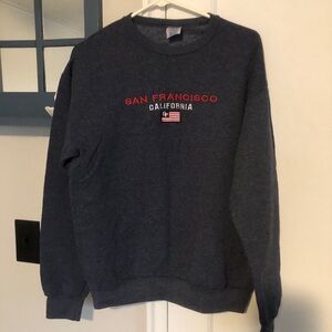 Jerzees San Francisco Graphic Men's Crewneck Sweater - navy blue